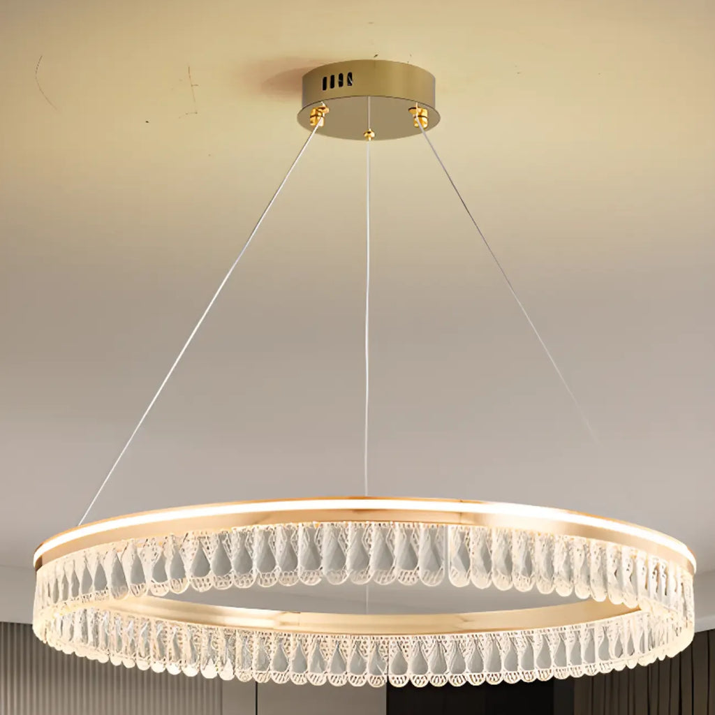 Dimmable Circle Gold Crystal Modern LED Chandeliers