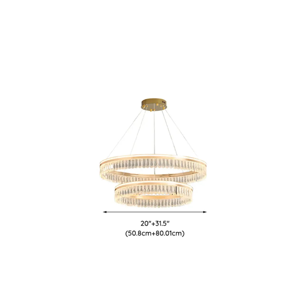 Dimmable Circle Gold Crystal Modern LED Chandeliers