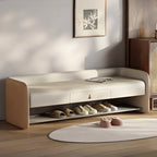 Living Room Pine Wood Upholstered Storage Bench with Backrest