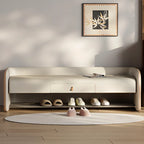 Living Room Pine Wood Upholstered Storage Bench with Backrest