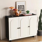 Chic Adjustable Shelves Wood Shoe Cabinet in White/Black