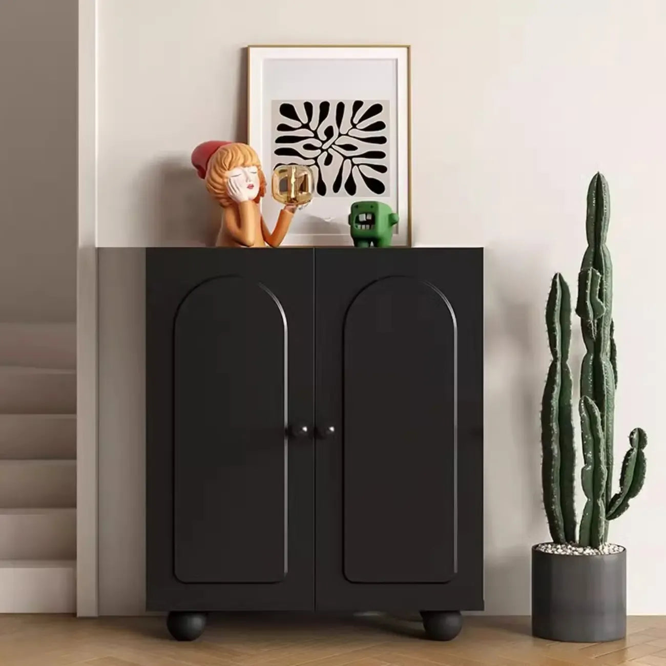 Chic Adjustable Shelves Wood Shoe Cabinet in White/Black