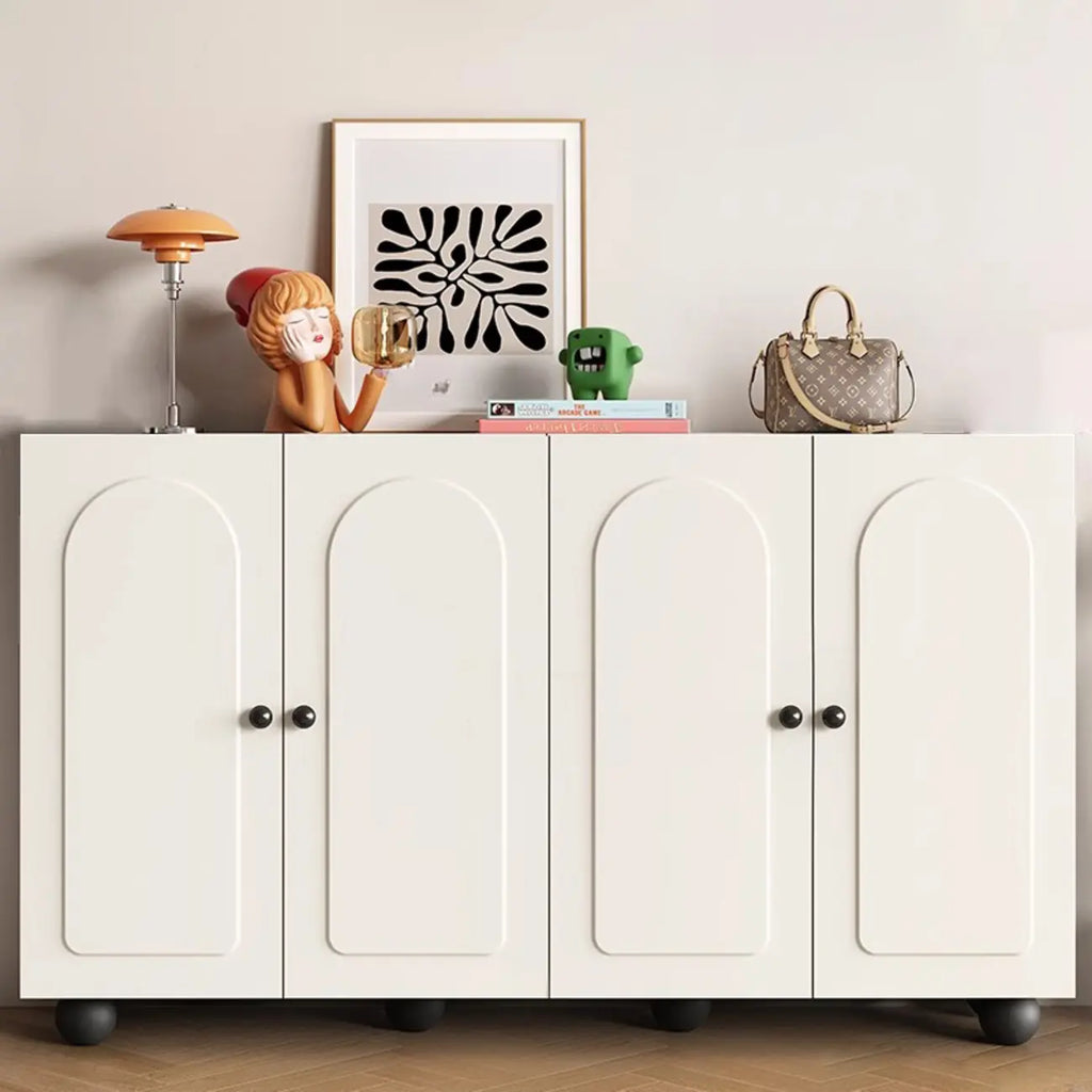 Chic Adjustable Shelves Wood Shoe Cabinet in White/Black