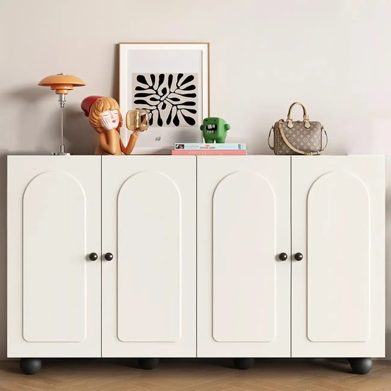 Chic Adjustable Shelves Wood Shoe Cabinet in White/Black