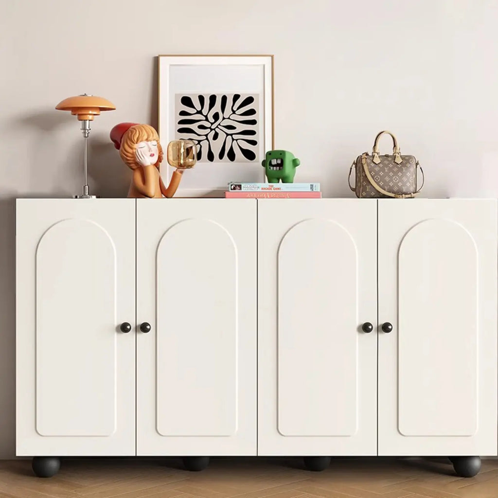 Chic Adjustable Shelves Wood Shoe Cabinet in White/Black