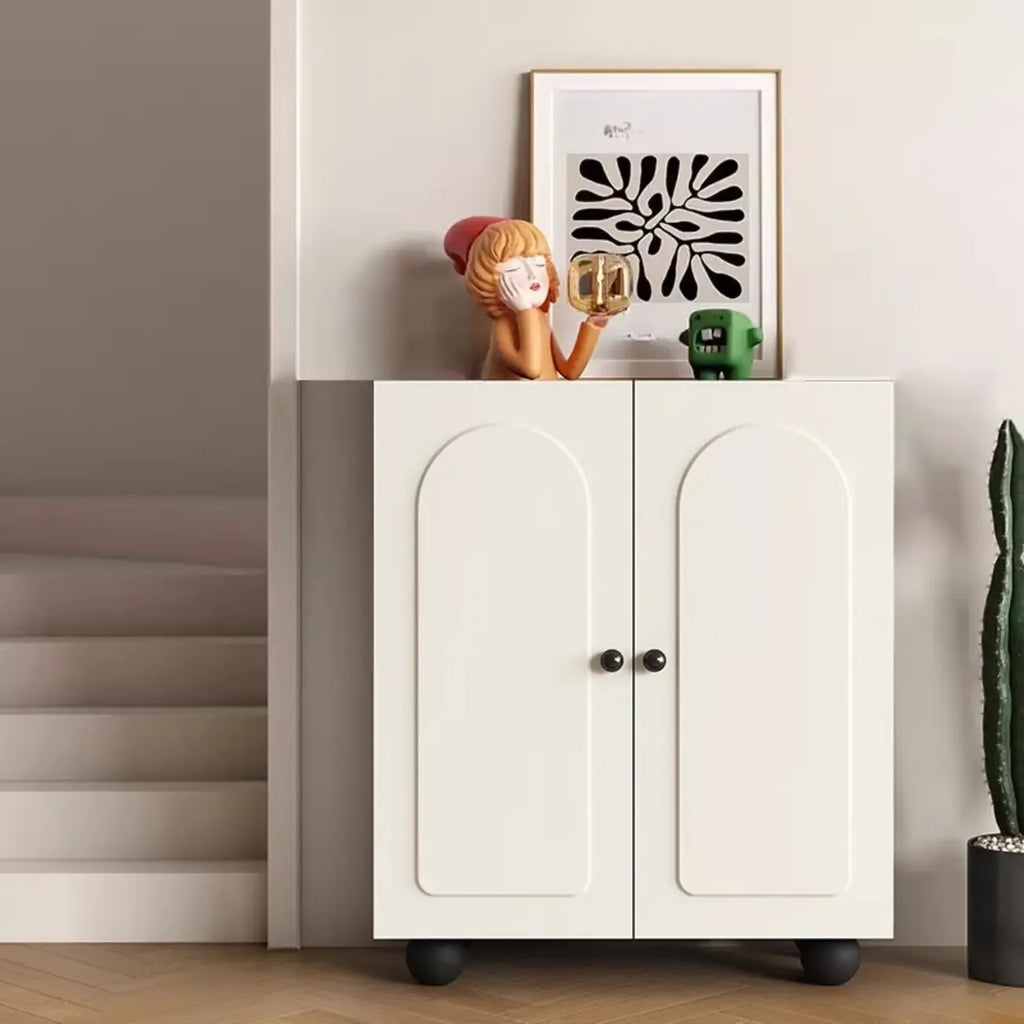 Chic Adjustable Shelves Wood Shoe Cabinet in White/Black