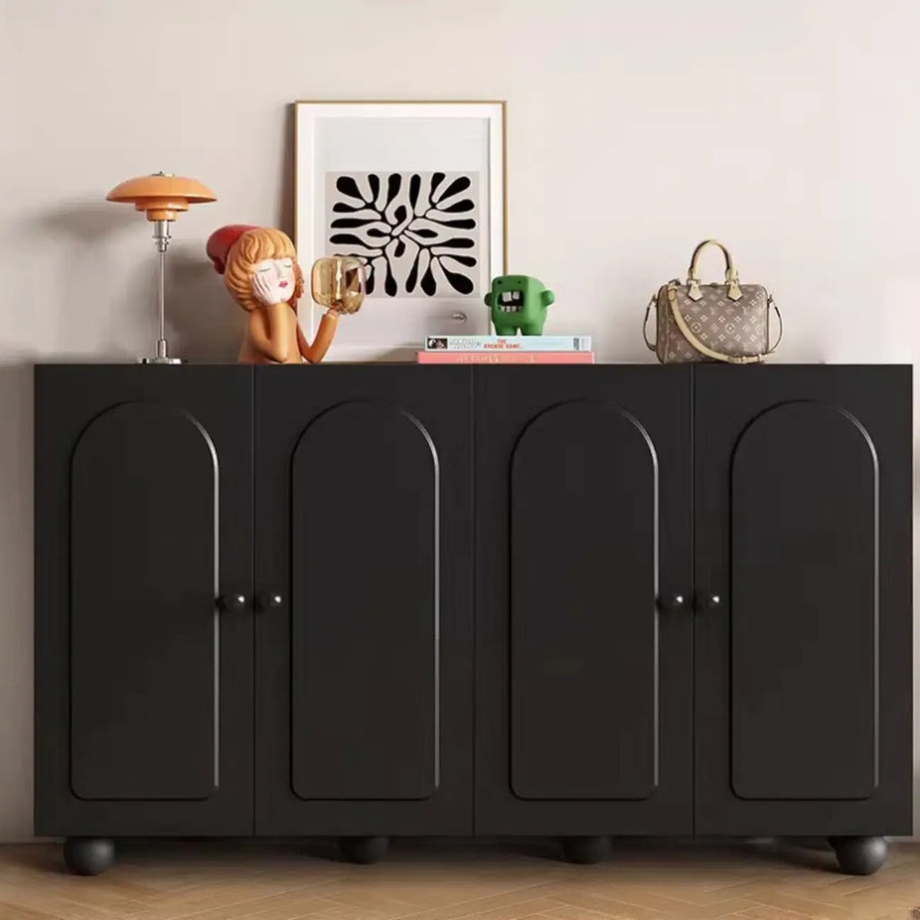 Chic Adjustable Shelves Wood Shoe Cabinet in White/Black