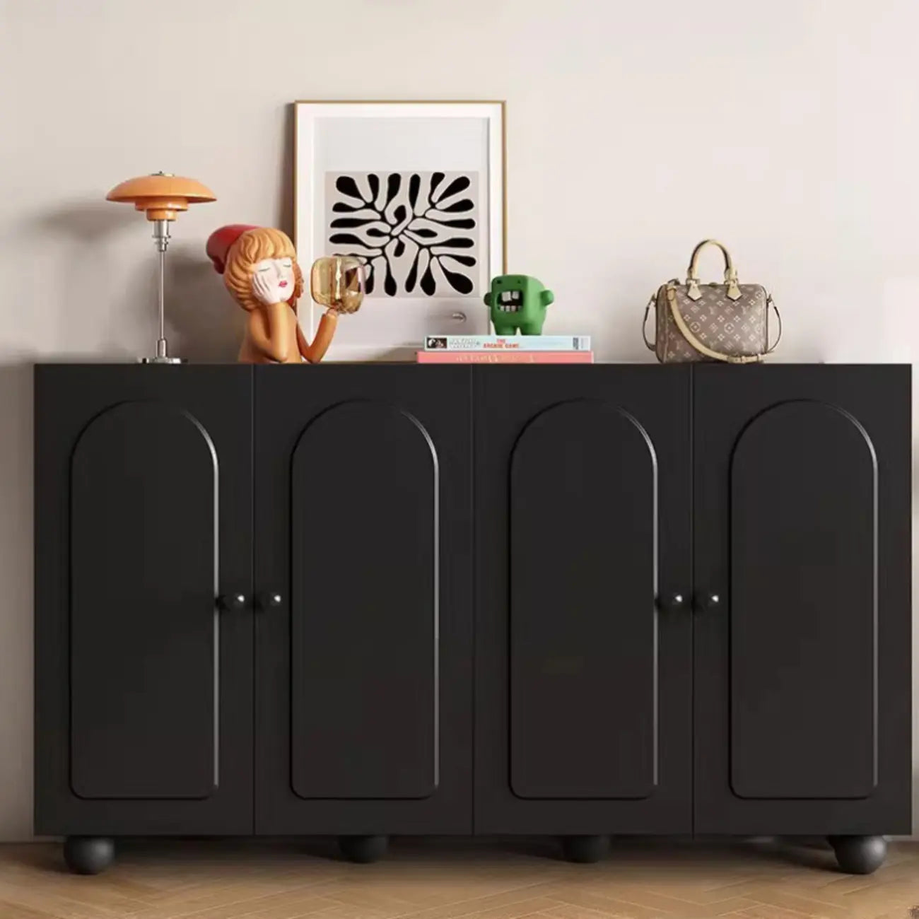 Chic Adjustable Shelves Wood Shoe Cabinet in White/Black