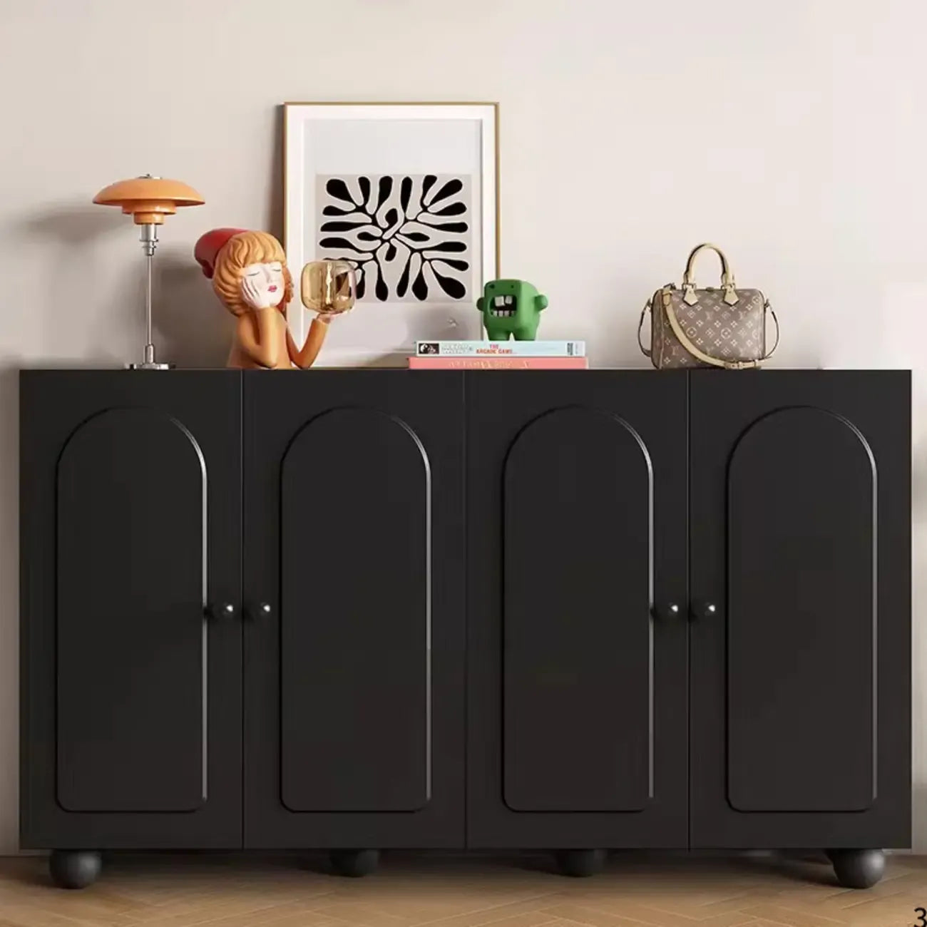 Chic Adjustable Shelves Wood Shoe Cabinet in White/Black