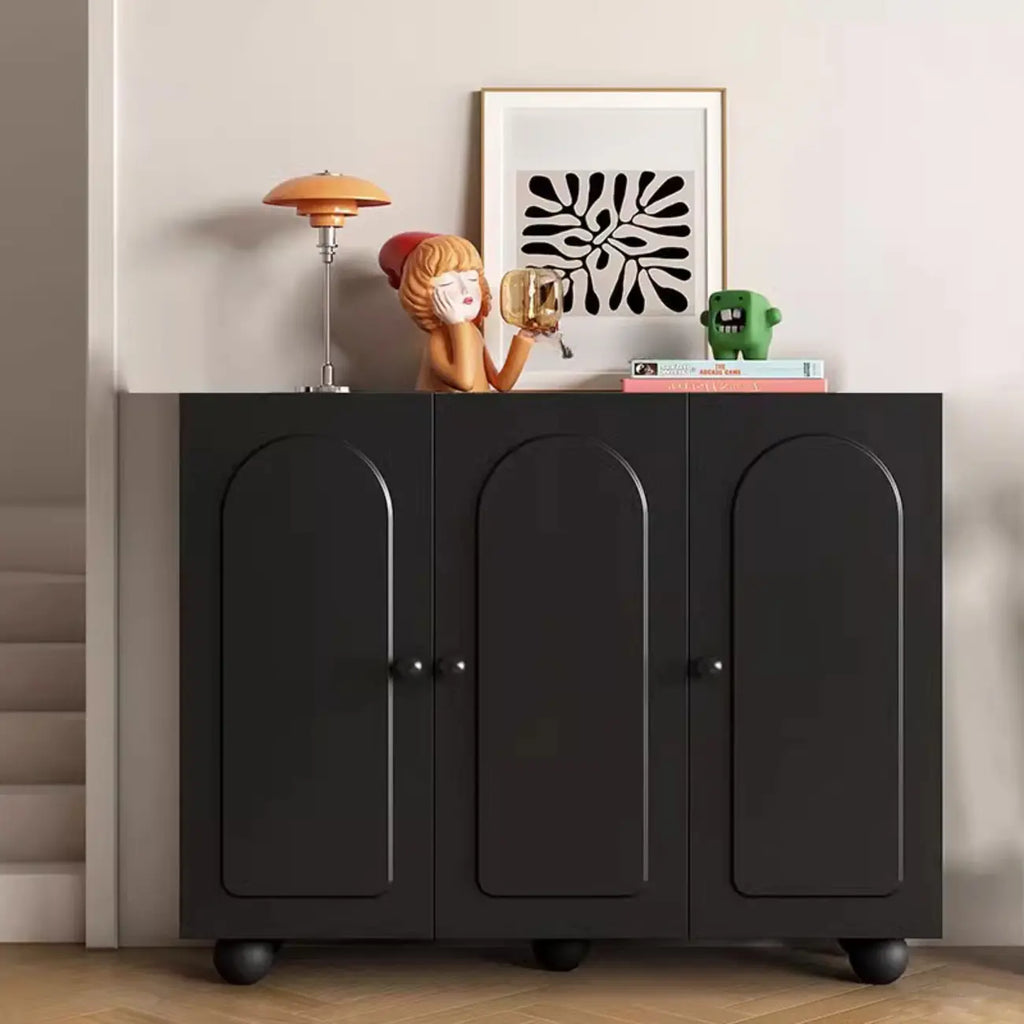 Chic Adjustable Shelves Wood Shoe Cabinet in White/Black