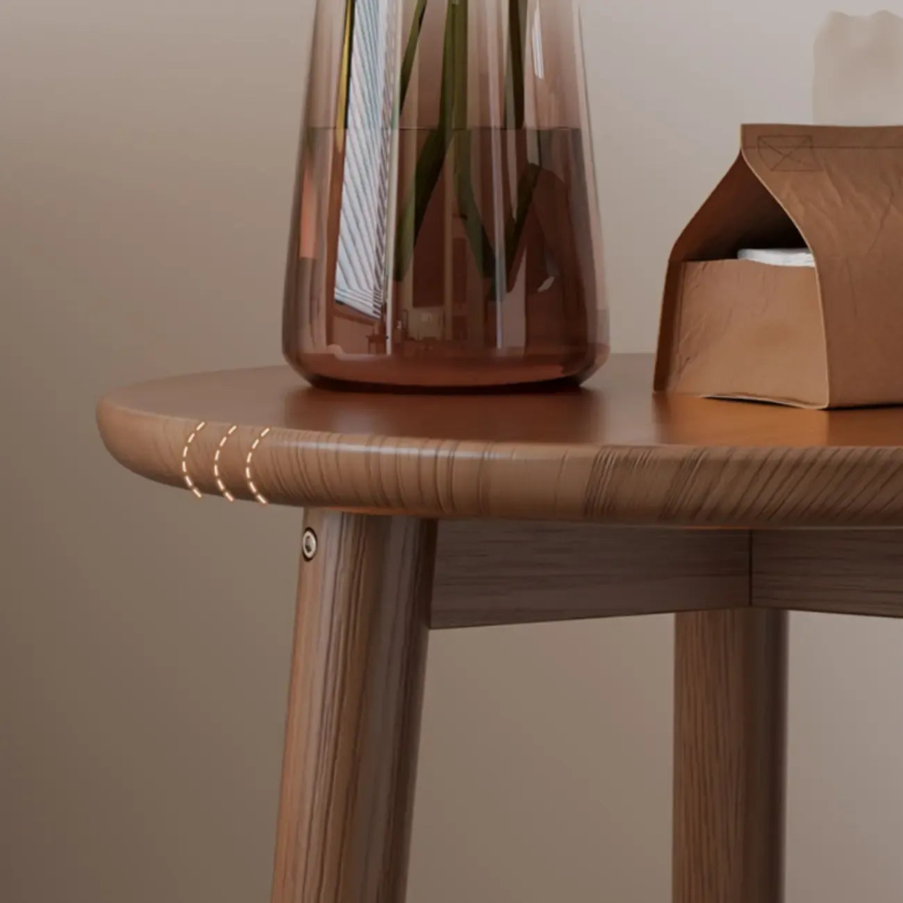 Compact Round Wooden 2-Tier Tripod Base Side Table
