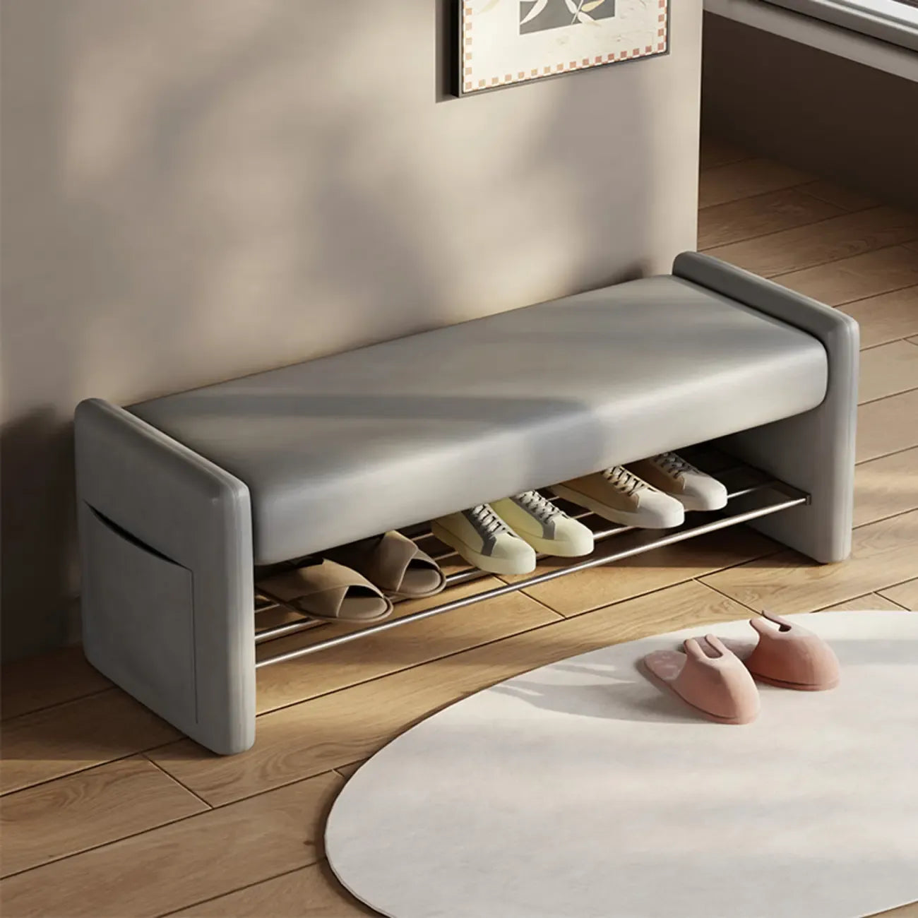 Contemporary Small Upholstered Setting Bench with Padded Seat