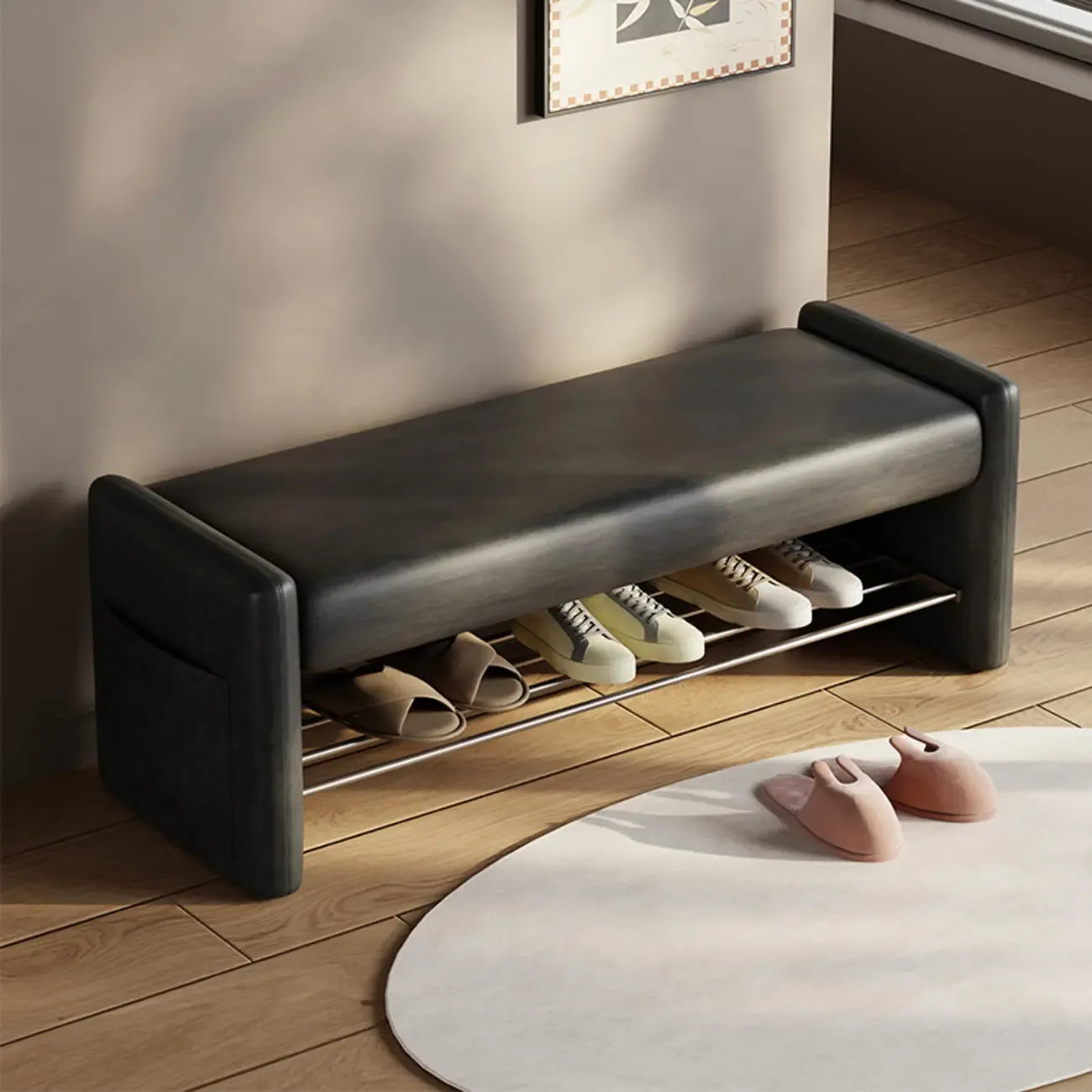 Contemporary Small Upholstered Setting Bench with Padded Seat