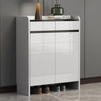 Sturdy Modern White Faux Wood Shoe Cabinet with Drawers