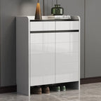 Sturdy Modern White Faux Wood Shoe Cabinet with Drawers