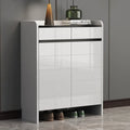 Sturdy Modern White Faux Wood Shoe Cabinet with Drawers