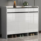 Sturdy Modern White Faux Wood Shoe Cabinet with Drawers
