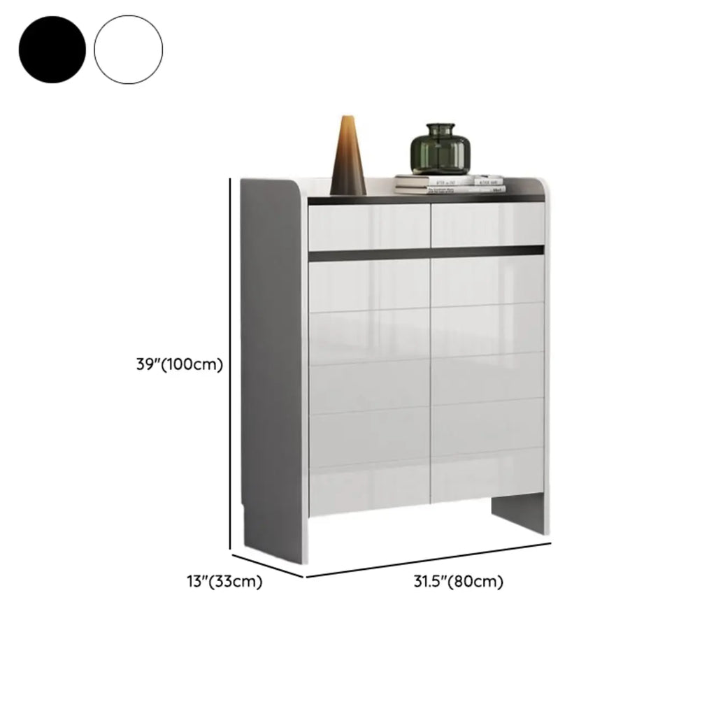 Sturdy Modern White Faux Wood Shoe Cabinet with Drawers