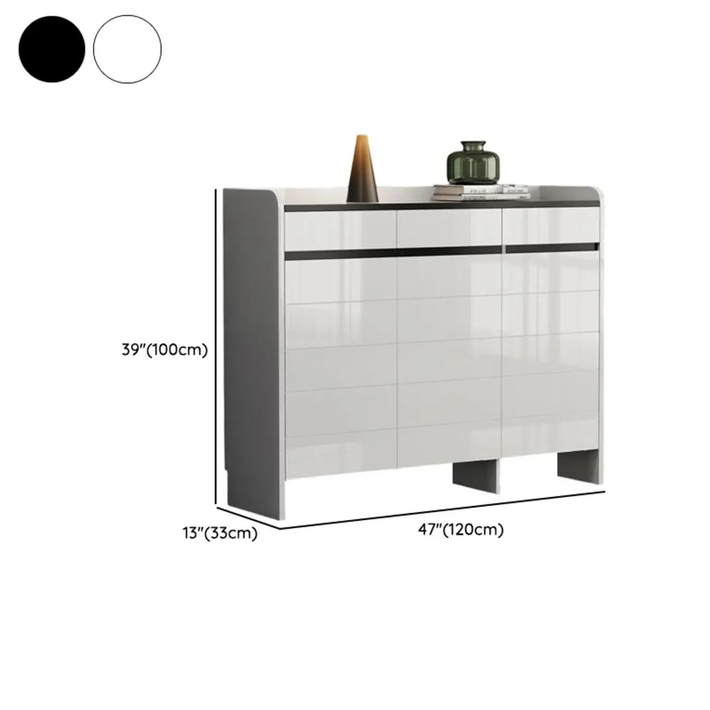 Sturdy Modern White Faux Wood Shoe Cabinet with Drawers