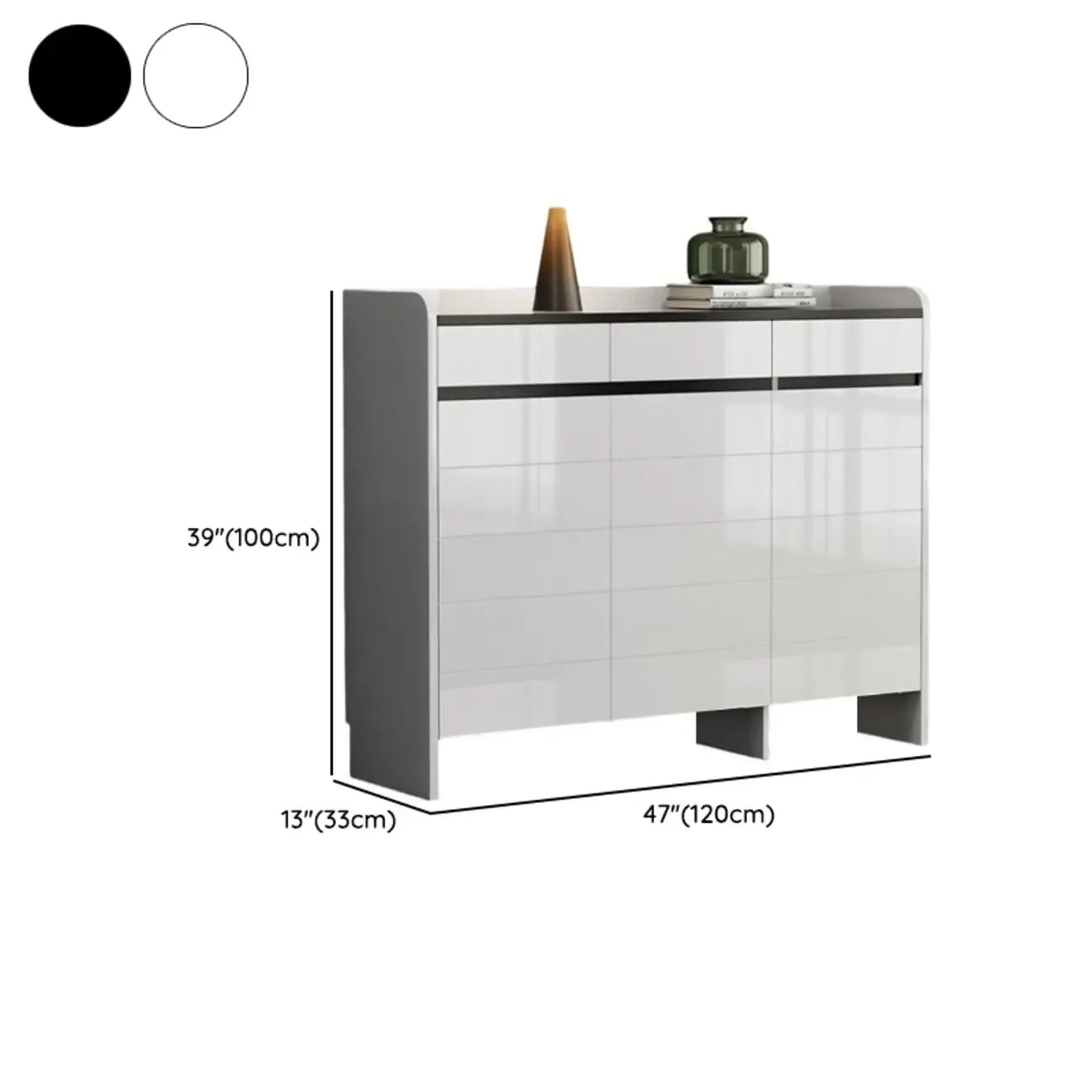 Sturdy Modern White Faux Wood Shoe Cabinet with Drawers