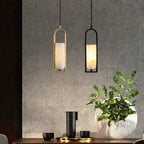 Adjustable Stone Metal Cylinder Pendant Light