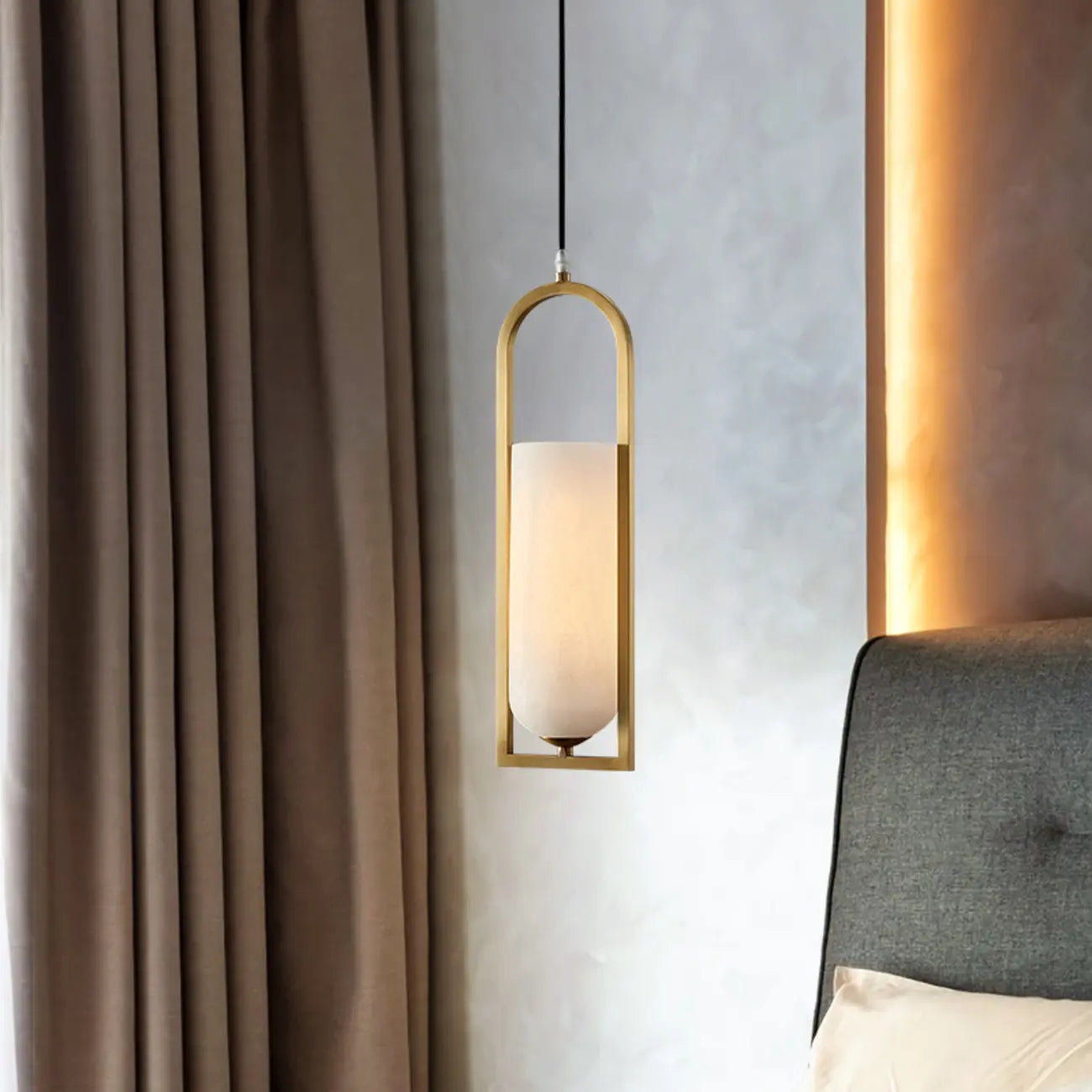 Adjustable Stone Metal Cylinder Pendant Light
