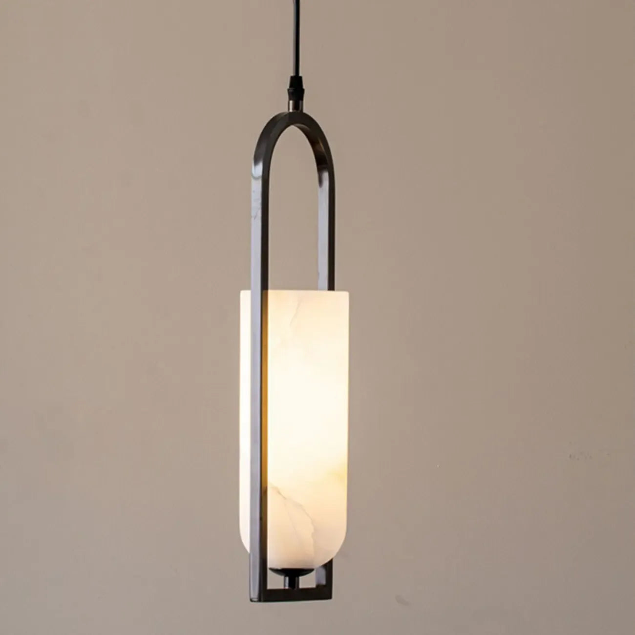 Adjustable Stone Metal Cylinder Pendant Light