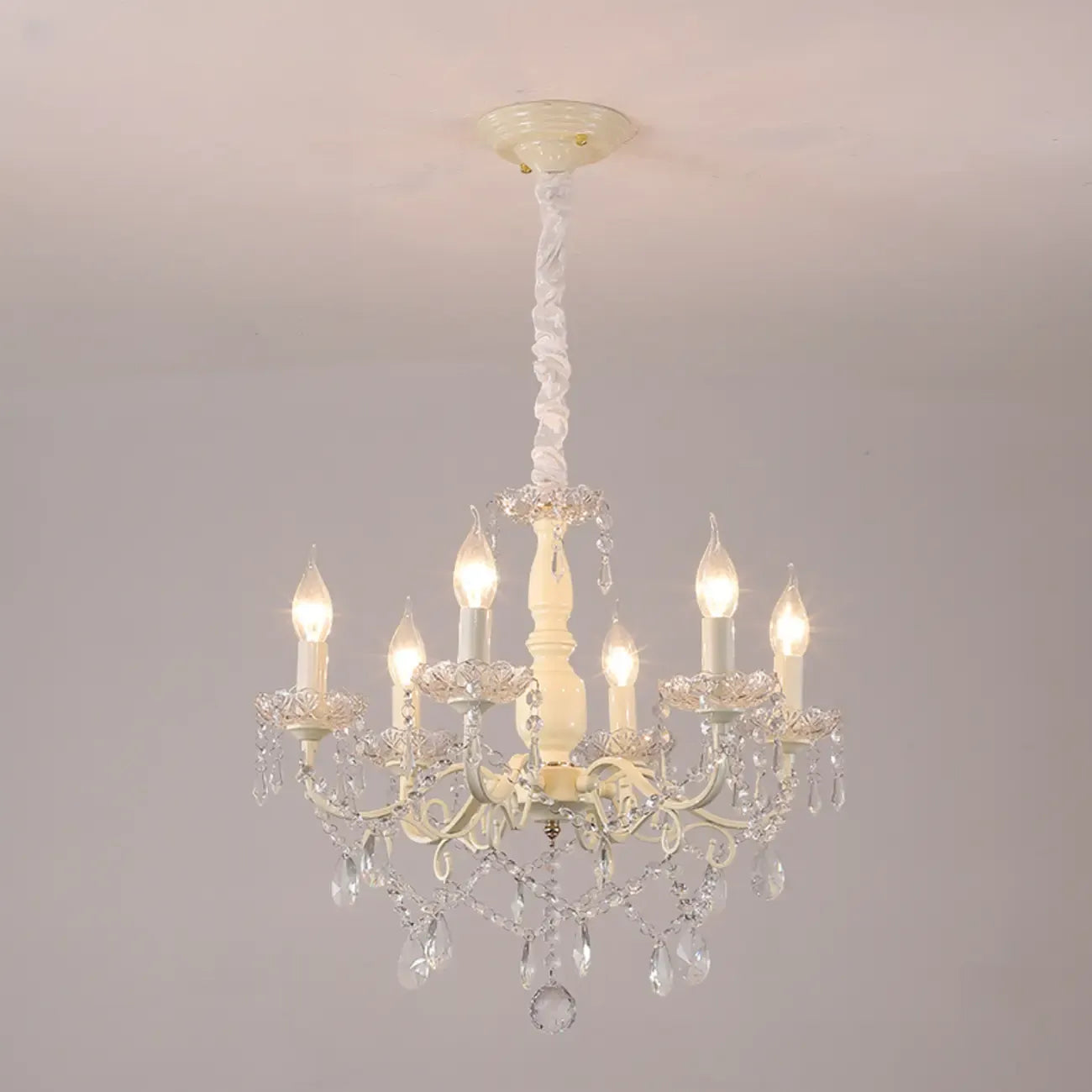 French Romantic Dimmable 8-Light Crystal Chandelier