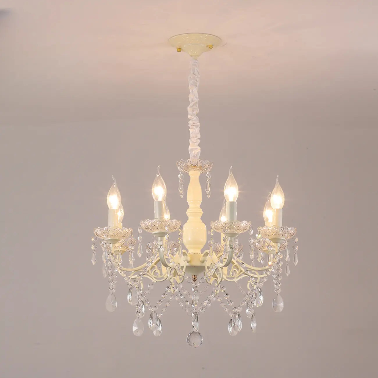 French Romantic Dimmable 8-Light Crystal Chandelier
