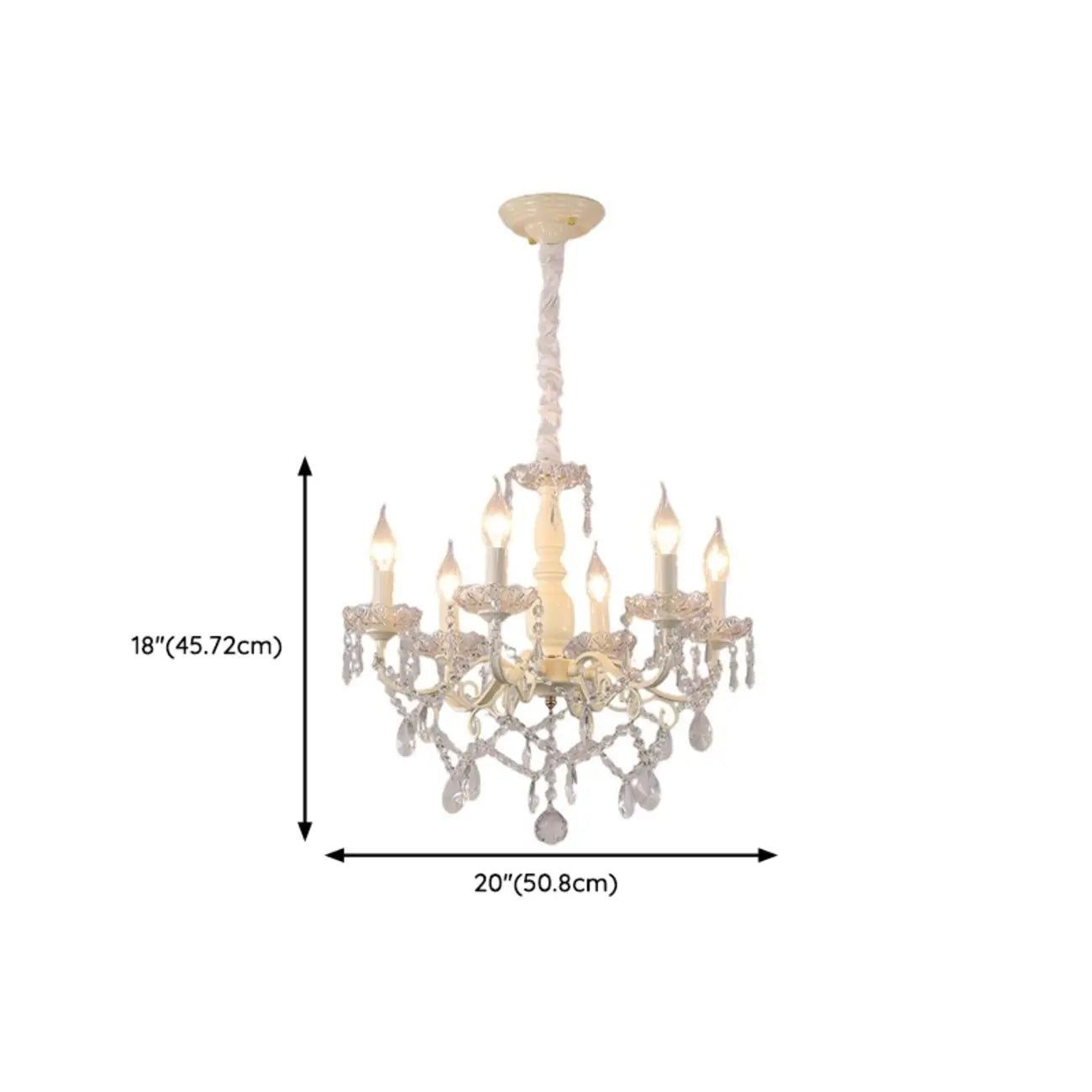 French Romantic Dimmable 8-Light Crystal Chandelier