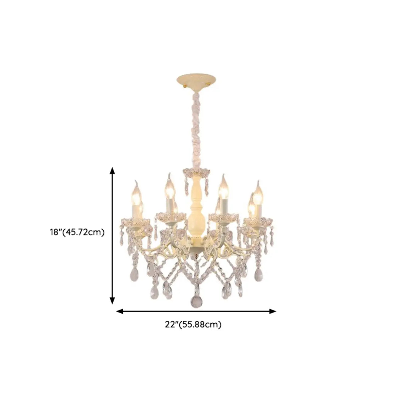 French Romantic Dimmable 8-Light Crystal Chandelier