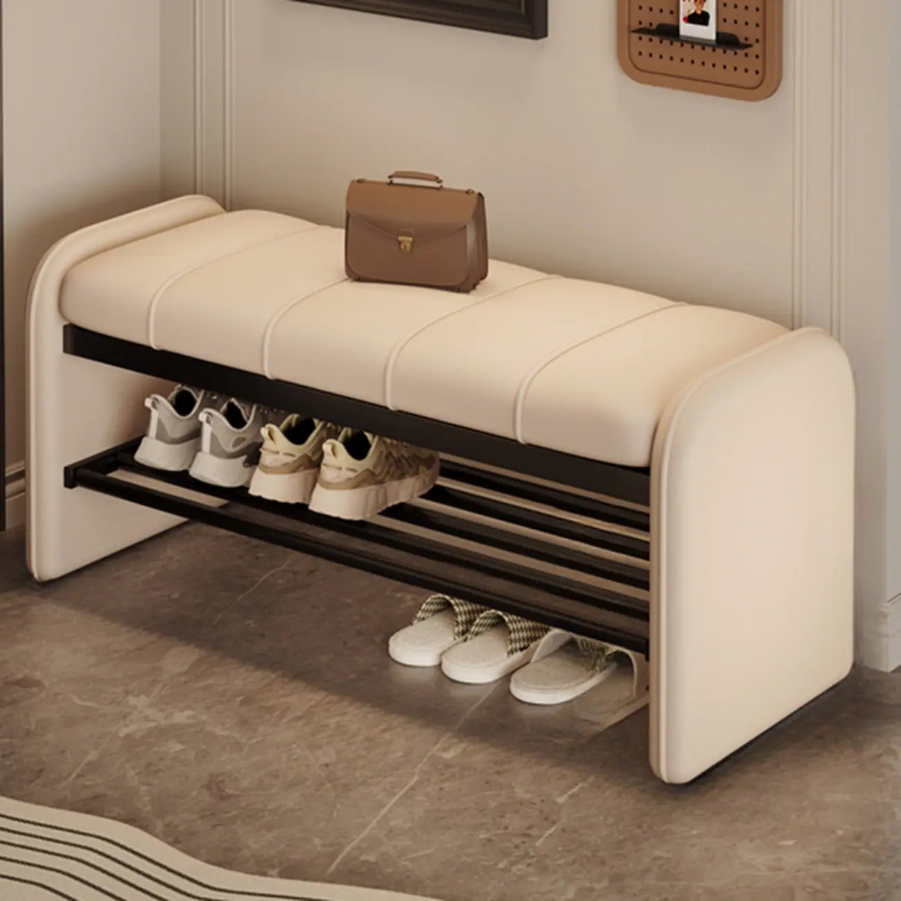 Solid Color Modern Upholstered Bedroom Bench with Storage