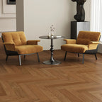 Art Deco Flannel Tufted Back Accent Chair with Arms