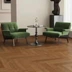 Art Deco Flannel Tufted Back Accent Chair with Arms