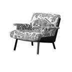 Art Deco Flannel Tufted Back Accent Chair with Arms