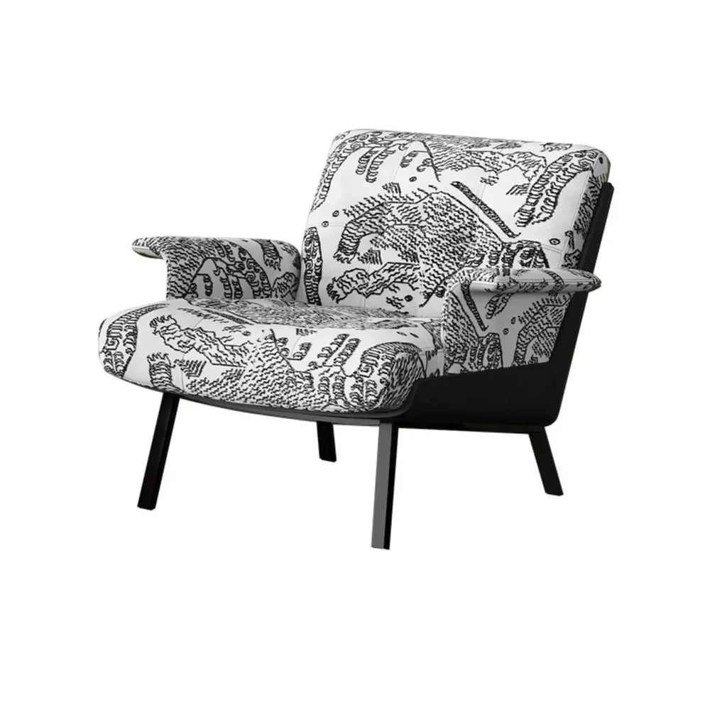 Art Deco Flannel Tufted Back Accent Chair with Arms