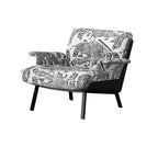 Art Deco Flannel Tufted Back Accent Chair with Arms