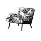 Art Deco Flannel Tufted Back Accent Chair with Arms