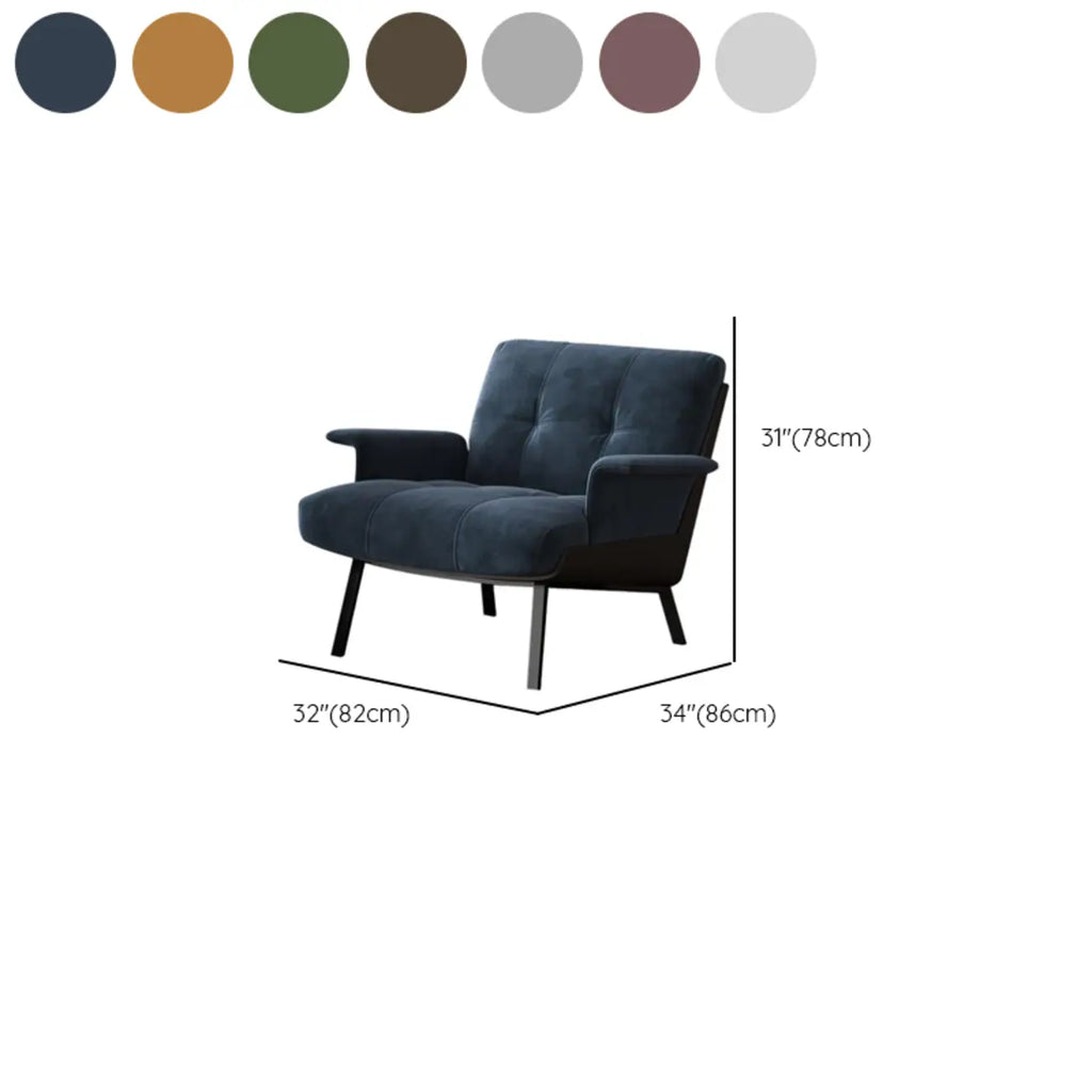 Art Deco Flannel Tufted Back Accent Chair with Arms