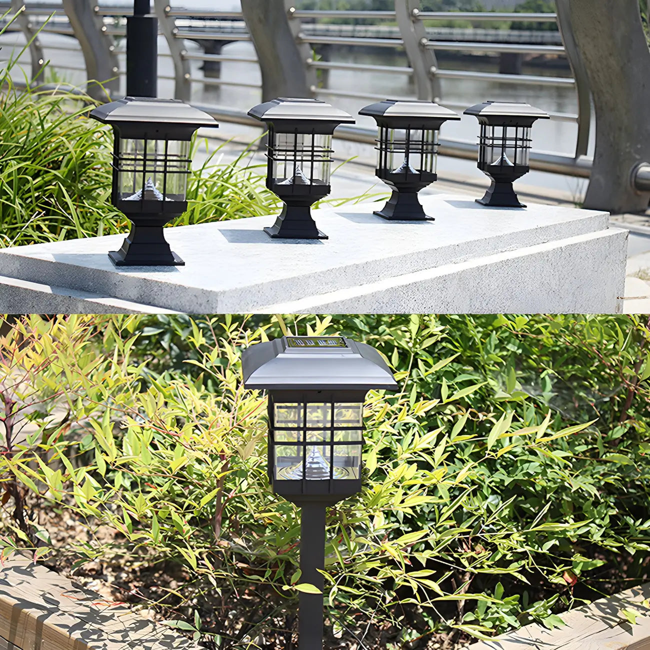 Modern Black Metal Solar Stake Landscape Lighting