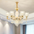 White Gold Cylinder Ripple Glass Chandelier with Crystal