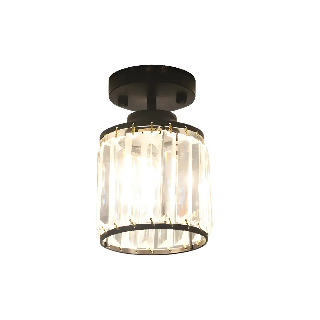 Elegant Clear Crystal Drum Semi Flush Ceiling Light