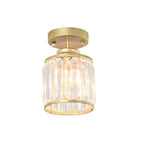 Elegant Clear Crystal Drum Semi Flush Ceiling Light