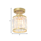 Elegant Clear Crystal Drum Semi Flush Ceiling Light