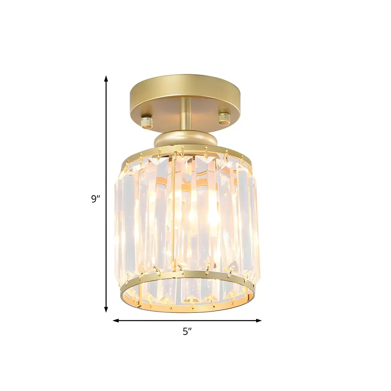 Elegant Clear Crystal Drum Semi Flush Ceiling Light