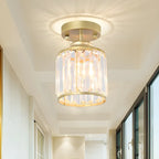 Elegant Clear Crystal Drum Semi Flush Ceiling Light