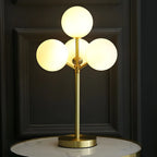 3 Color Dimmable Gold Glass Globe Table Lamp for Bedside