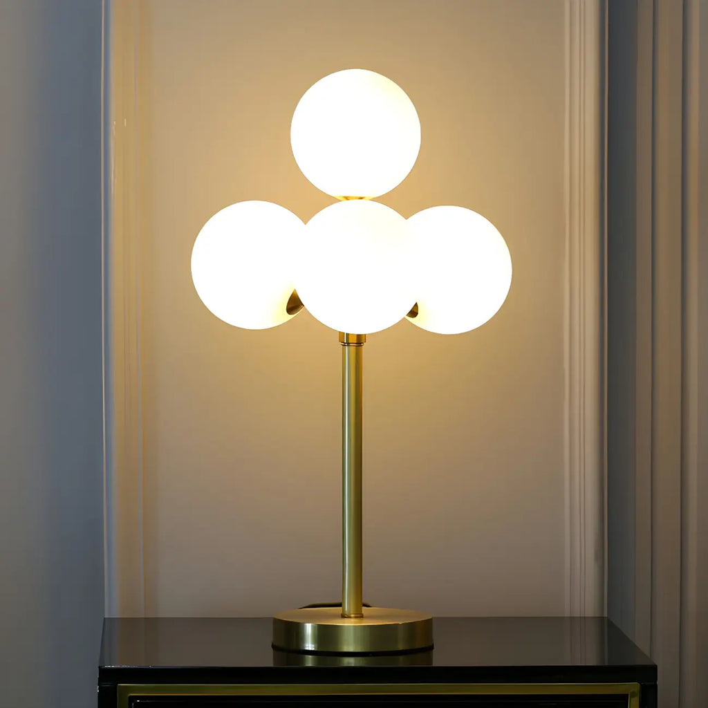 3 Color Dimmable Gold Glass Globe Table Lamp for Bedside