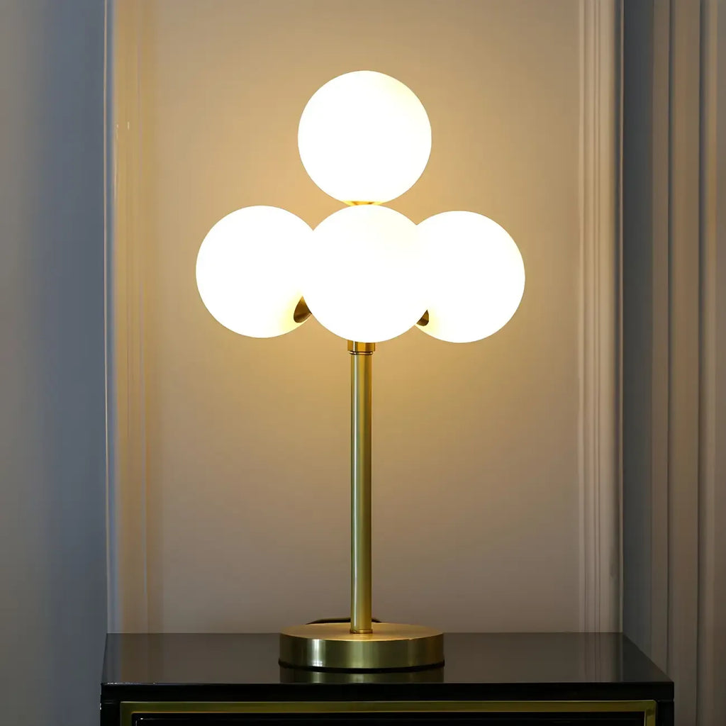 3 Color Dimmable Gold Glass Globe Table Lamp for Bedside