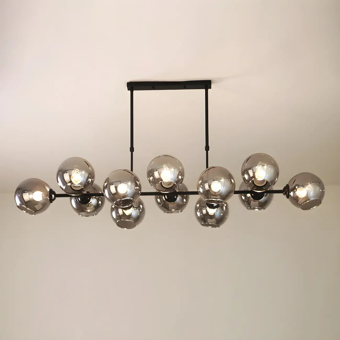 Colonial Black Glass Globe Island Pendant Light